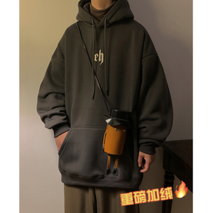 重磅加绒加厚 直播品质大板型2022美式基础字母连帽卫衣 W570-P60图片