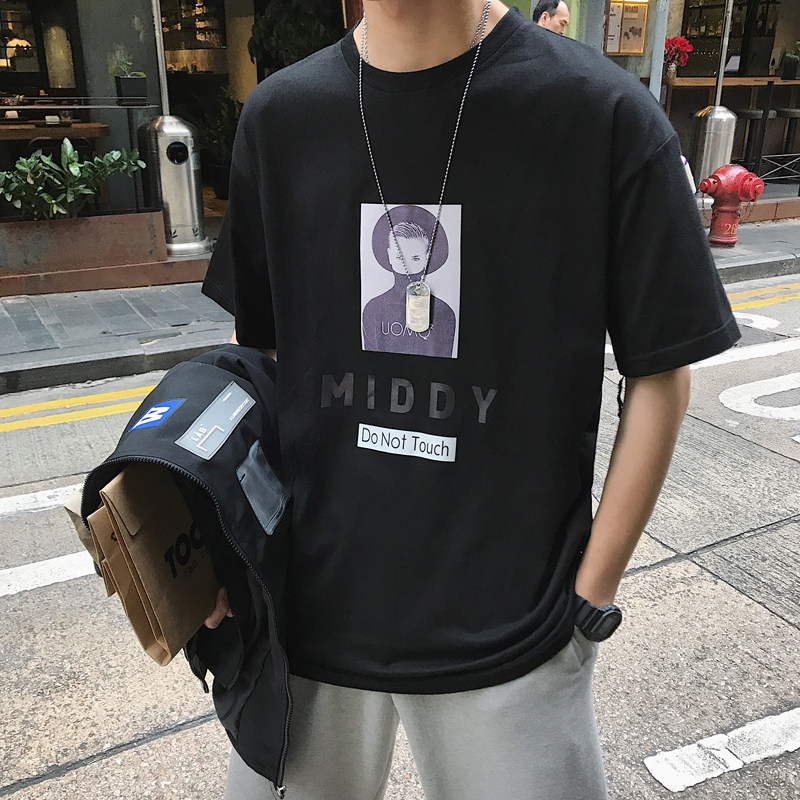 2026夏装宽松字母人物头像印花圆领短袖T恤A025-T83-P3545,男装T恤,电商A025