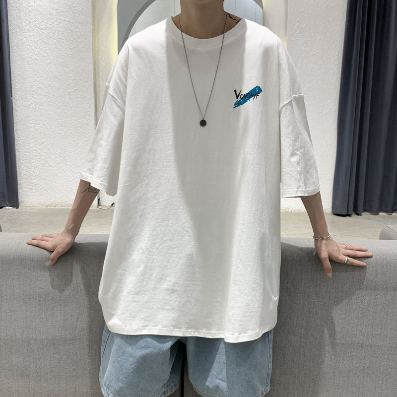 2026夏装创意小字母宽松圆领短袖T恤情侣潮A025-T7305-P25控38,男装T恤,电商A025