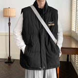 B334A-P68控882025冬装字母立领棉马甲保暖坎肩棉衣外套潮，男装棉衣，电商A025