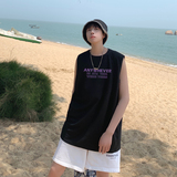 2026夏装新款绿色字母背心百搭宽松坎肩无袖t恤男A025-B290-P25，男装背心/马甲，电商A025