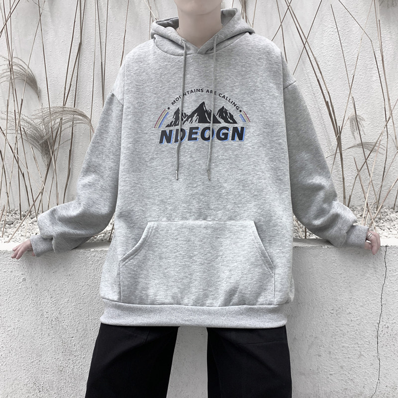 2026秋新款字母雪山峰宽松连帽卫衣大码情侣A025-W102-P55控75,男装卫衣,电商A025