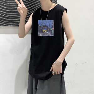 2026夏新款ins背心男无袖T恤宽松休闲潮牌坎肩背心 A025-B291-P25图片