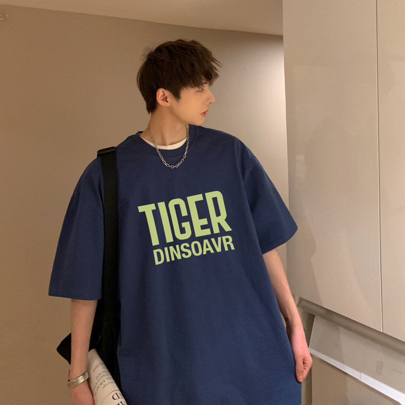 2026夏季新款虎年字母宽松圆领短袖T恤大码A025-T7329-P25控38,男装T恤,电商A025