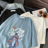 2026夏史迪仔字母宽松圆领短袖T恤情侣大码A025-T7153-P28控39，男装T恤，电商A025