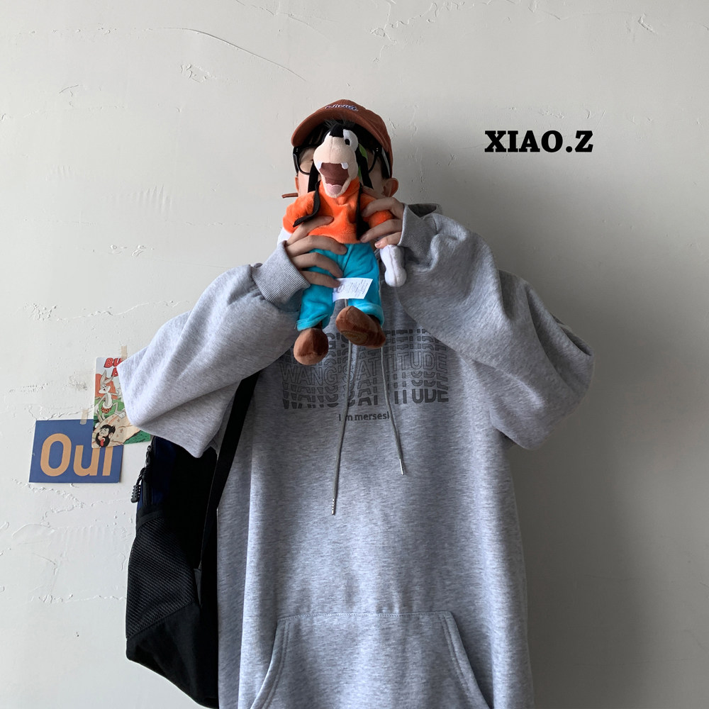 2026春装原创字母印花宽松连帽卫衣大码外套A025-W152-P50控68,女装短外套,电商A025
