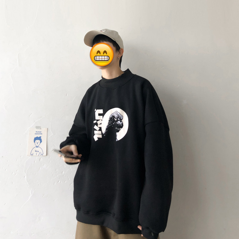 抓绒厚实版冬慵懒风加绒半高领大码卫衣打底A025-W952-P58控68,男装T恤,电商A025