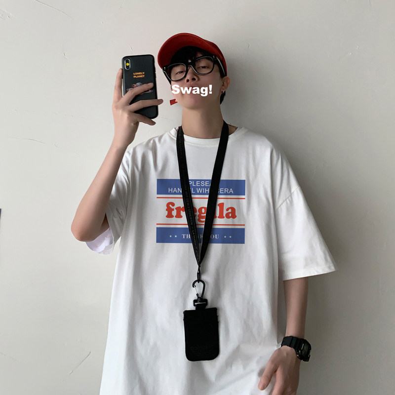 2026夏装字母印花宽松圆领短袖T恤大码情侣A025-T7169-P28控38，男装T恤，电商A025