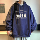 W615A-P55控78加绒652025秋新款潮兔子字母宽松连帽卫衣，男装卫衣，电商A025