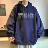 W586A-P55控78加绒652025秋装新款字母叠印花宽松连帽卫衣，男装卫衣，电商A025