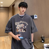 @2025夏季卡通动物大码纯棉圆领短袖T恤港风A025-T7557-P25控38，男装T恤，电商A025