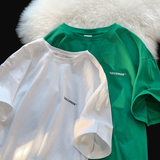 2026夏装小字母宽松圆领短袖T恤港风平铺图A025-T7379-P25控38，男装T恤，电商A025