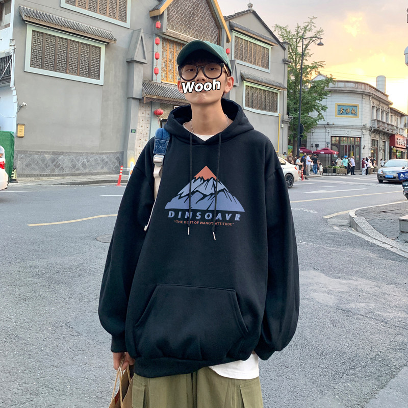 2021创意雪山字母连帽加绒卫衣大码A025-W155-P50控68,男装卫衣,电商A025