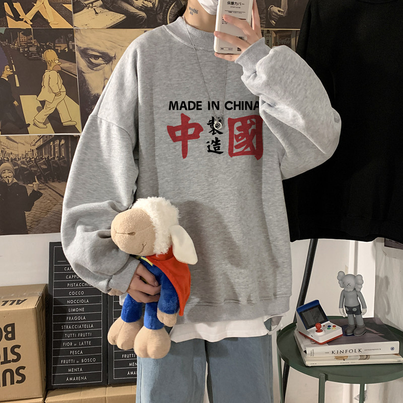 2026冬印花半高领加绒加厚大码卫衣情侣A025-W969-P50控68,男装卫衣,电商A025