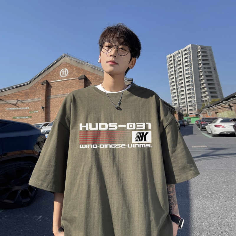 2025夏装情侣潮字母美式圆领短袖T恤纯棉A025-T7586-P25控38,男装T恤,电商A025