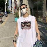 2026夏嘻哈黑人印花背心宽松运动坎肩无袖t恤A025-B302-P25控38，男装背心/马甲，电商A025