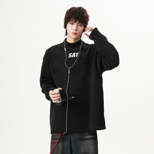A025-M051-P22 半高领德绒打底内搭男生T恤美式潮牌加厚图片