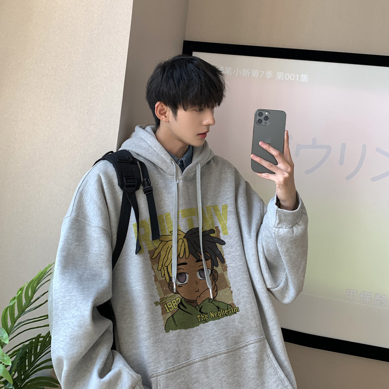 2026秋装美式复古潮牌印花宽松连帽卫衣港风A025-W198-P50控68,男装卫衣,电商A025