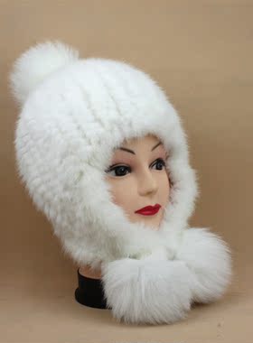 秋冬韩版女编织毛球毛线帽帽子