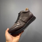男高帮休闲皮鞋 鞋 秋冬新款 真皮厚底工装 加绒棉鞋 头层胎牛皮阿甘鞋