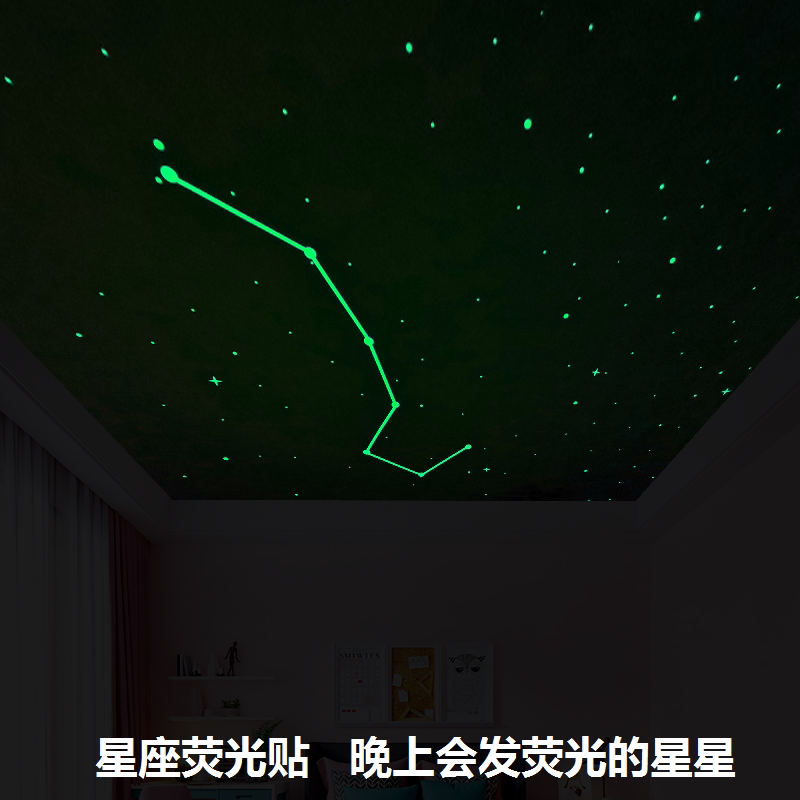 北斗七星座夜光贴天花板星空顶宿舍墙面房顶装饰动漫卡通荧光星星_虎窝淘