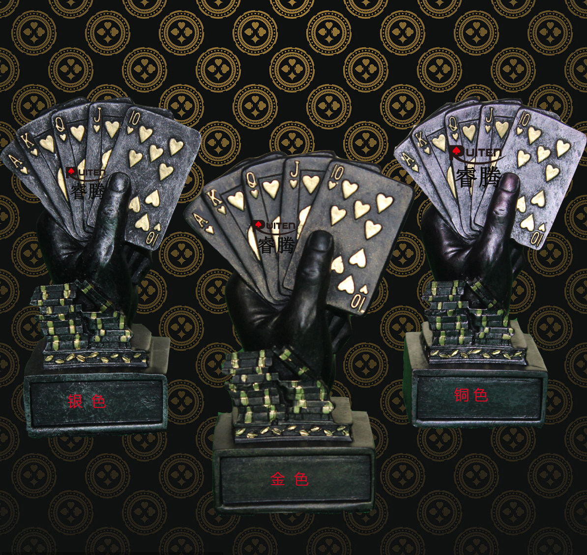 【睿腾】德州扑克奖杯 个人收藏纪念品 比赛专用金银铜扑克手奖杯,运动/瑜伽/健身/球迷用品,筹码,淘宝优惠券,粉丝福利购,淘宝优惠卷