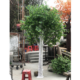 假树绢花植物室内摆放花艺仿真树橱窗舞台装饰仿真白桦树白华树
