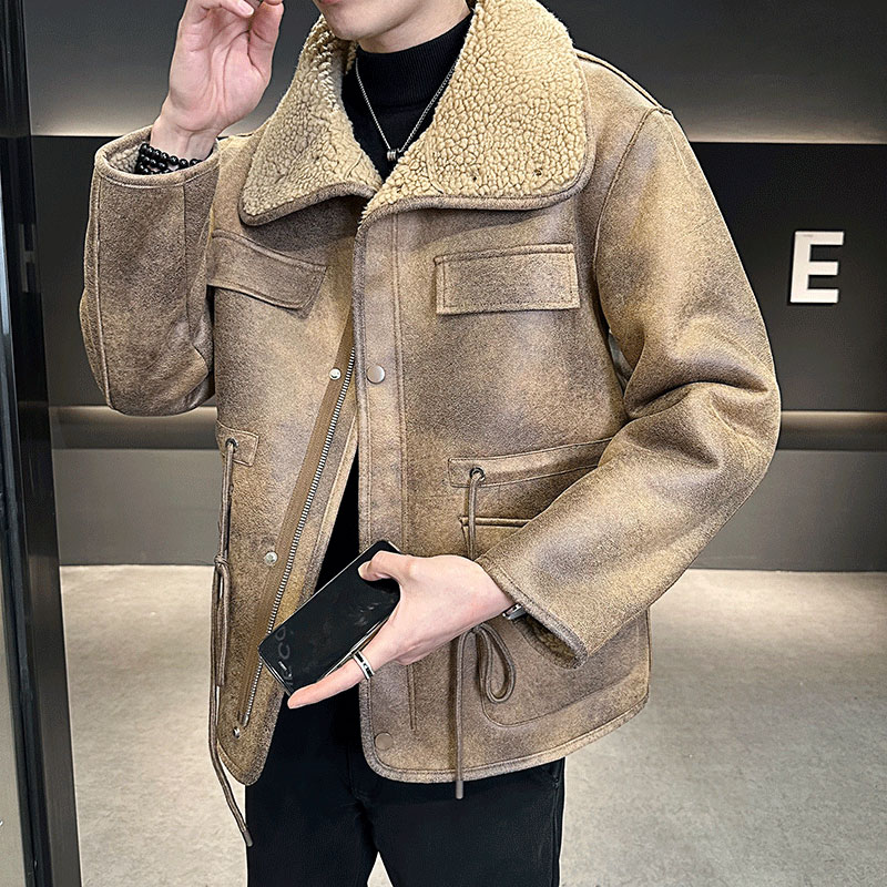 店主风2025冬季新款大码皮毛一体夹克外套D209A-PT989-P255两面穿,男装夹克,电商D209A