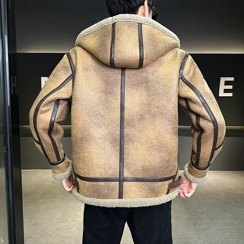 店主风2025年冬主推款皮毛一体连帽外套D209A-PT5858A-P265两色,女装短外套,电商D209A