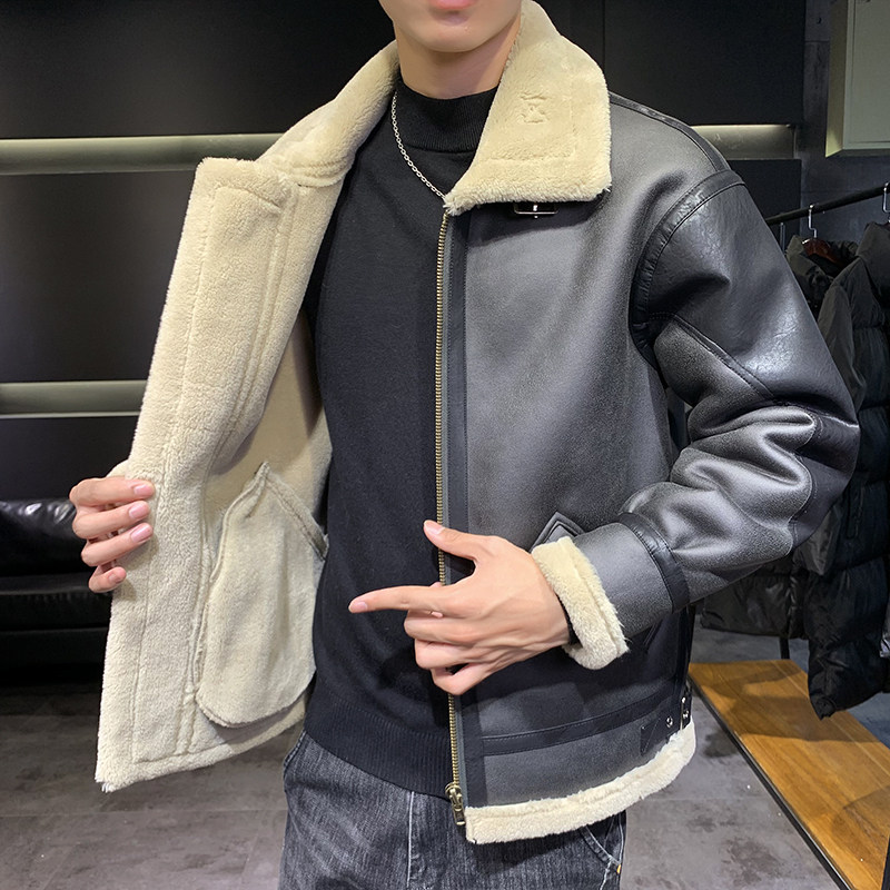 店主风2025冬季新款大码皮毛一体休闲夹克外套男D209A-PT789-P245,男装夹克,电商D209A