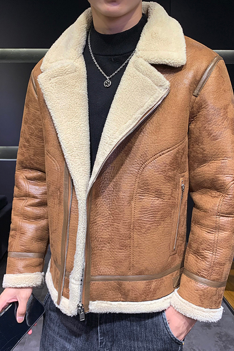 店主风2025冬季新款大码皮毛一体休闲夹克外套男D209A-PT581-P245,男装夹克,电商D209A