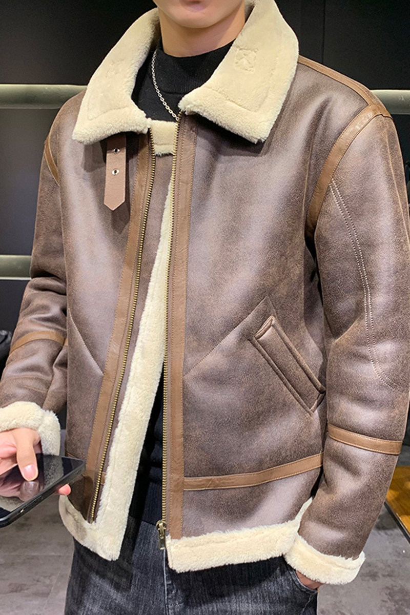 店主风2025冬季新款大码皮毛一体休闲夹克外套男D209A-PT918-P245,男装夹克,电商D209A