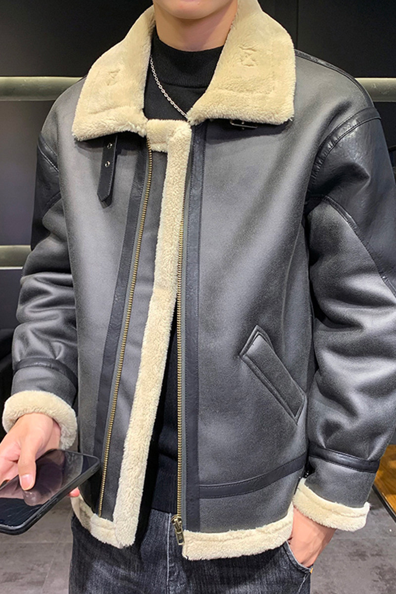 店主风2025冬季新款大码皮毛一体休闲夹克外套男D209A-PT789-P245,男装夹克,电商D209A