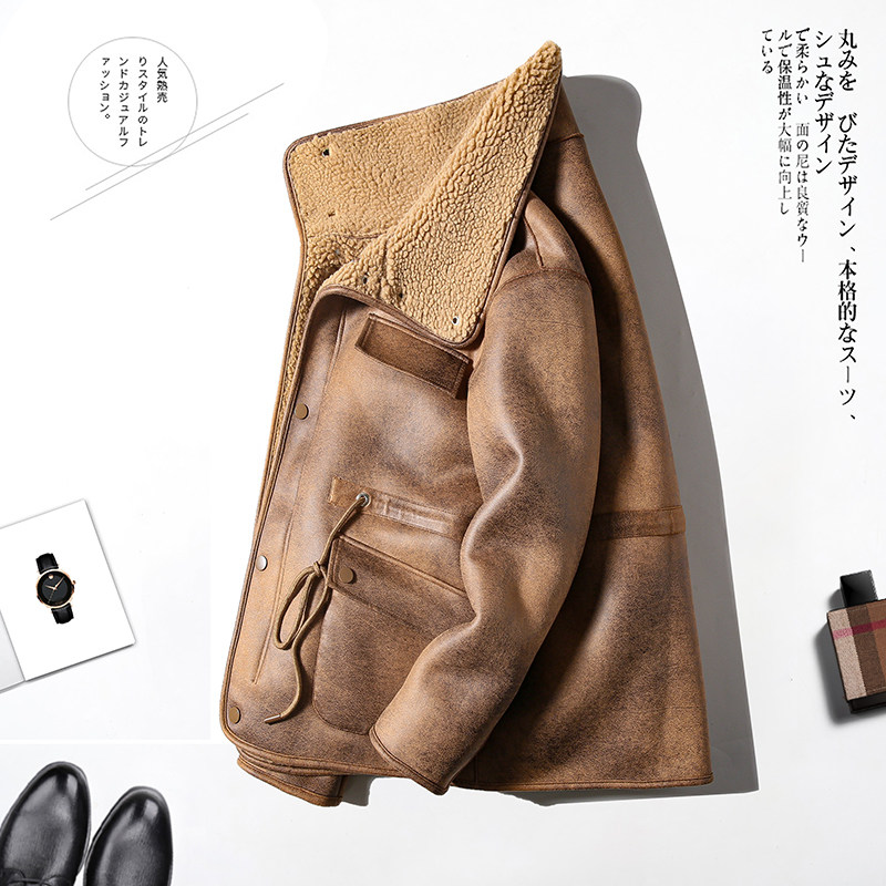 2025冬季新款大码皮毛一体夹克外套男D209A-PT989-P255两面穿,男装夹克,电商D209A