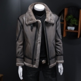 25年冬季新款高端皮毛一体加绒加厚夹克男外套D209A-PT028-P330，男装夹克，电商D209A