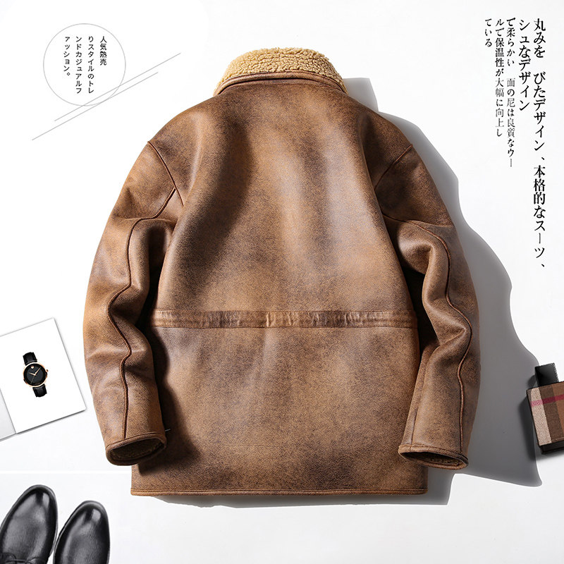 2025冬季新款大码皮毛一体夹克外套男D209A-PT989-P255两面穿,男装夹克,电商D209A
