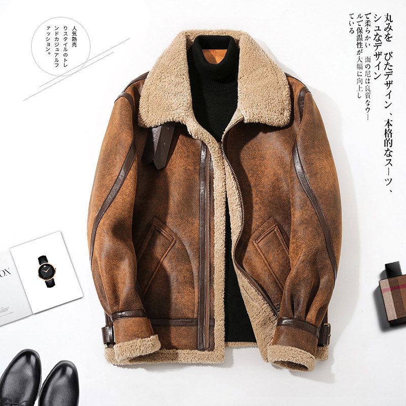2025冬季新款大码皮毛一体休闲夹克外套男D209A-PT588-P245图片