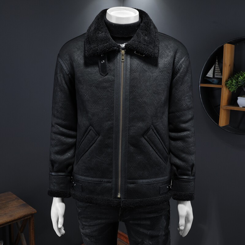 25年冬季新款皮毛一体加绒加厚夹克男外套D209A-PT789A-P245,男装夹克,电商D209A