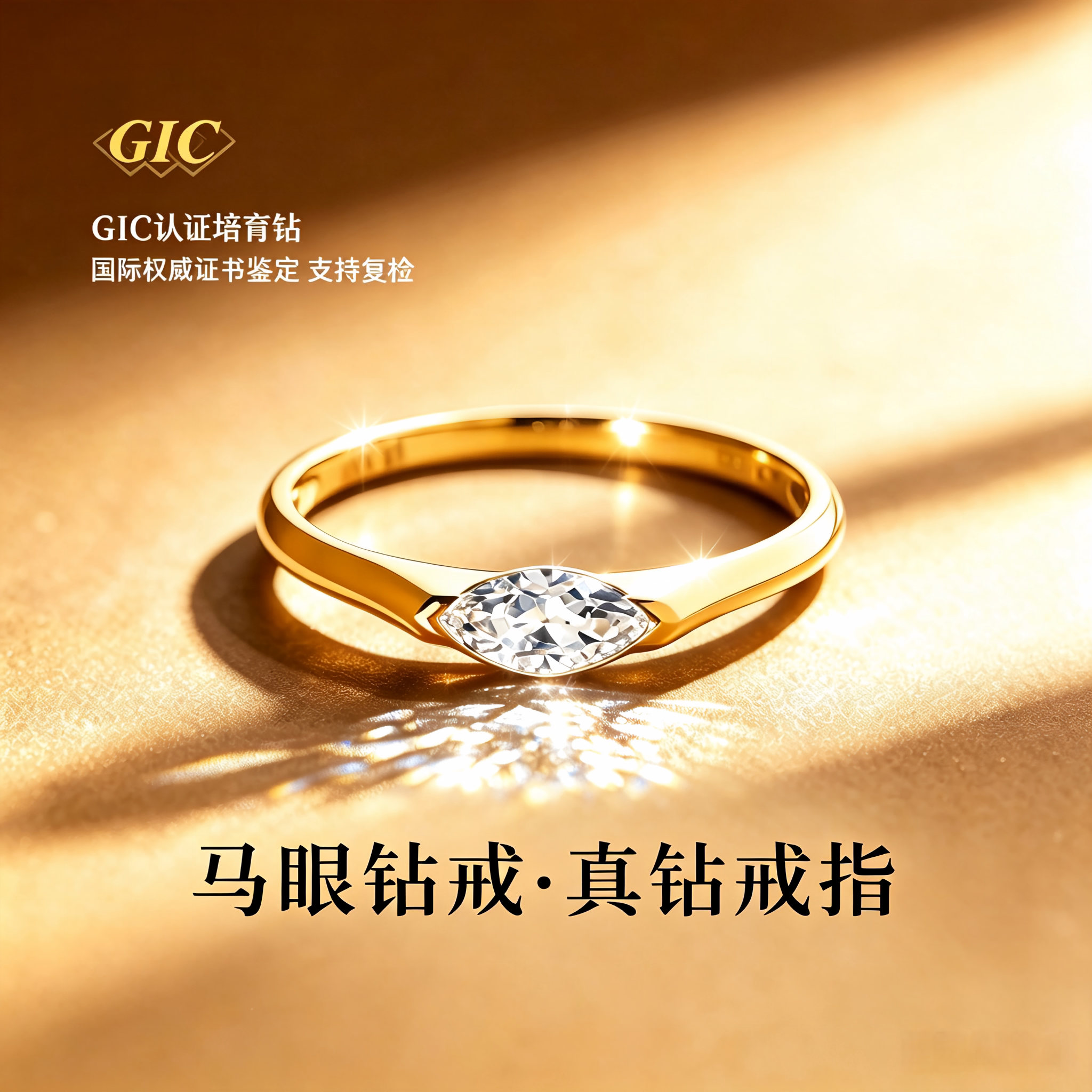 永传承18K金马眼培育钻戒