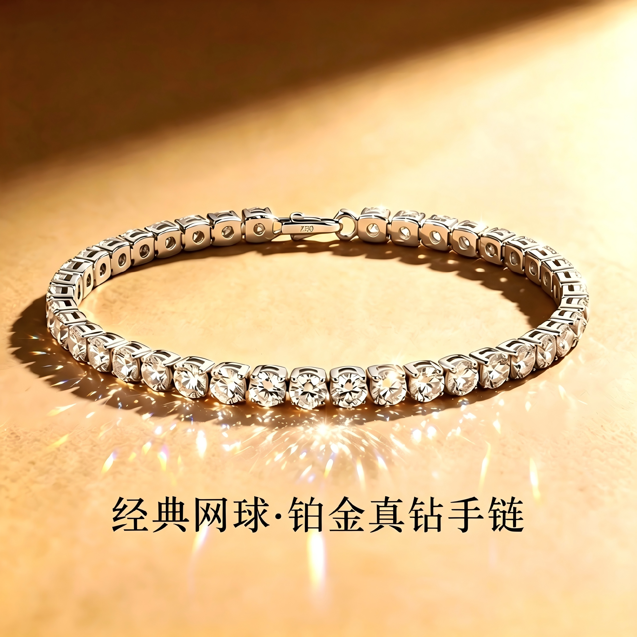 永传承铂金培育钻网球手链七夕礼