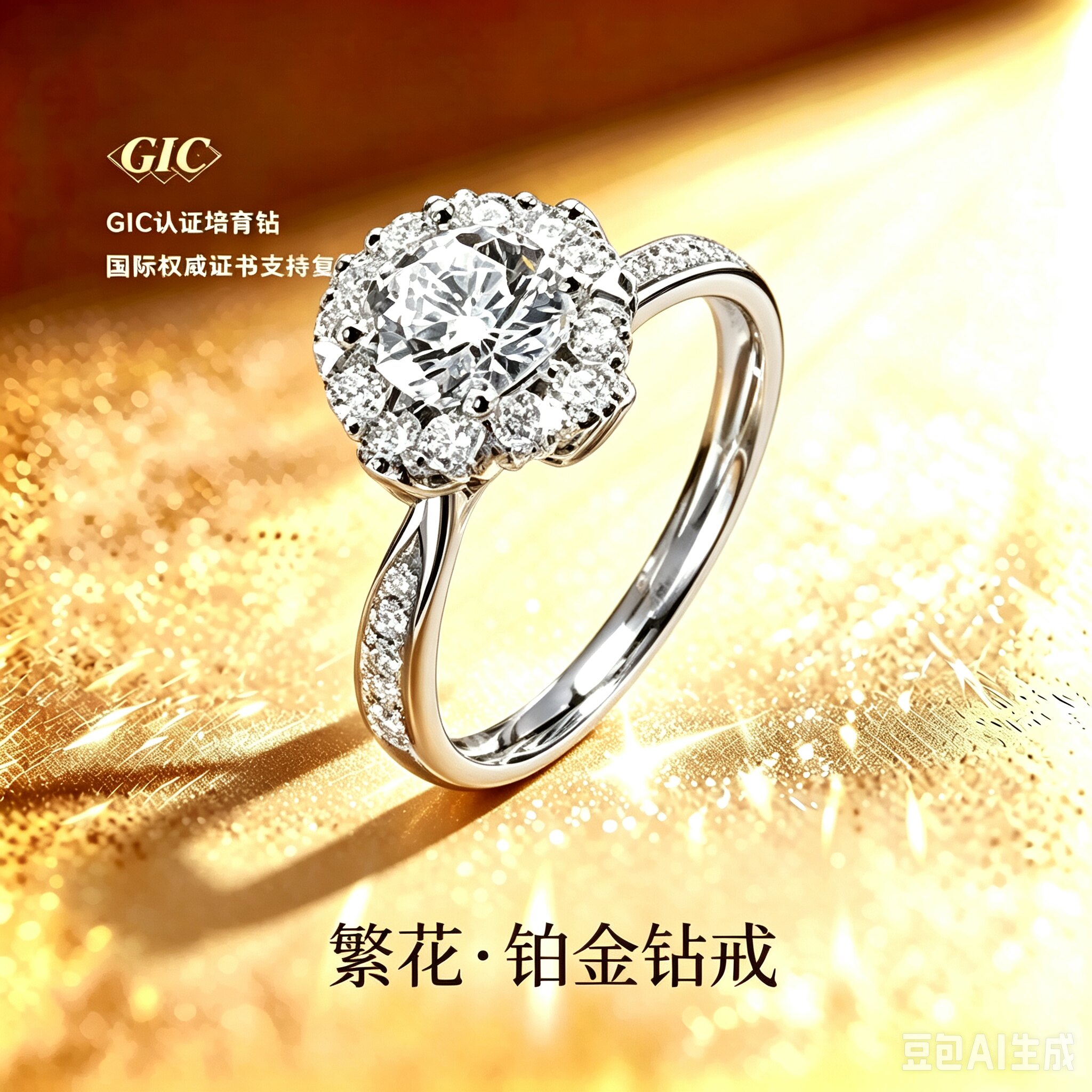 永传承铂金培育钻戒七夕礼物