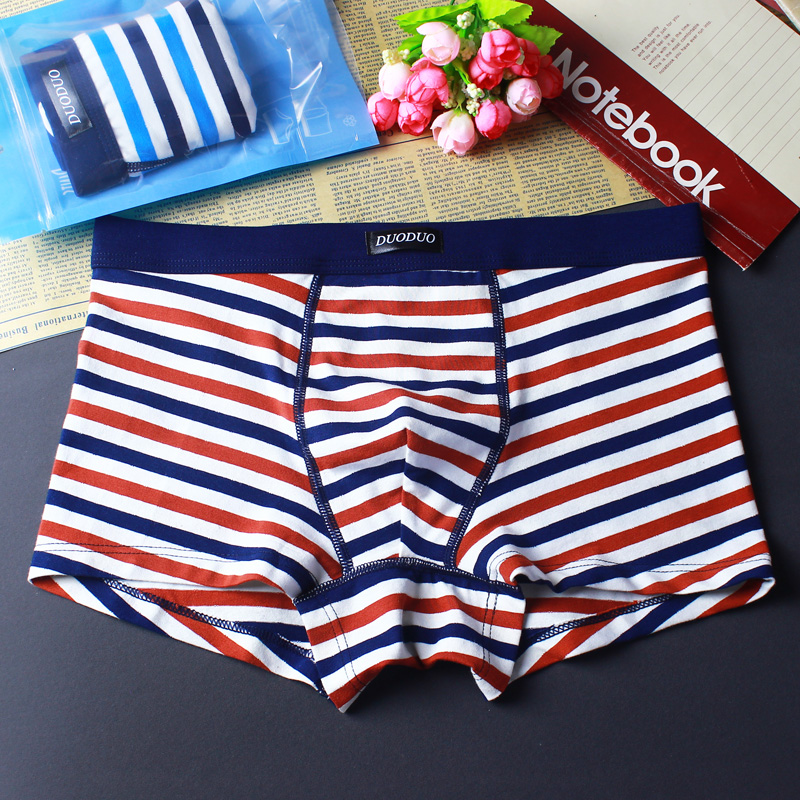 舒适透气性感男青年条纹纯棉内裤