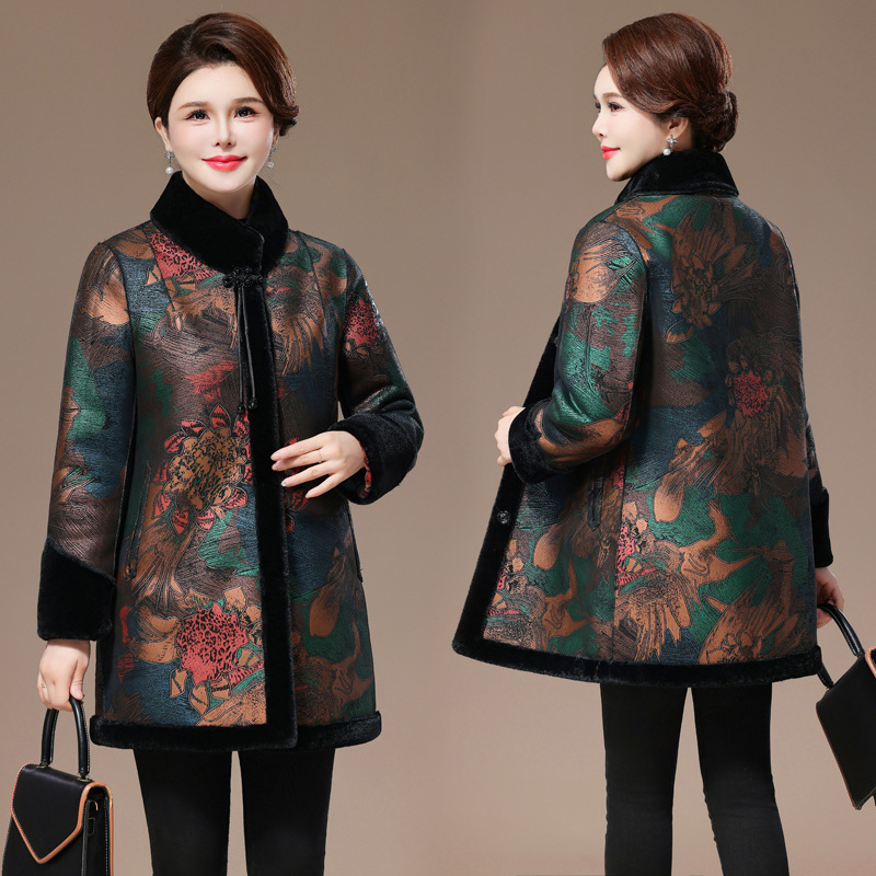 加肥加大码奶奶秋冬装加绒外套