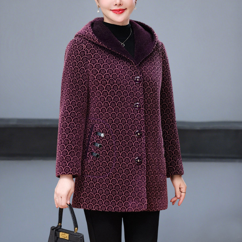 胖妈妈秋冬外套加肥加大码高贵洋气老年人毛呢大衣200斤胖MM宽松