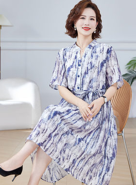 特大码妈妈装短袖连衣裙中老年