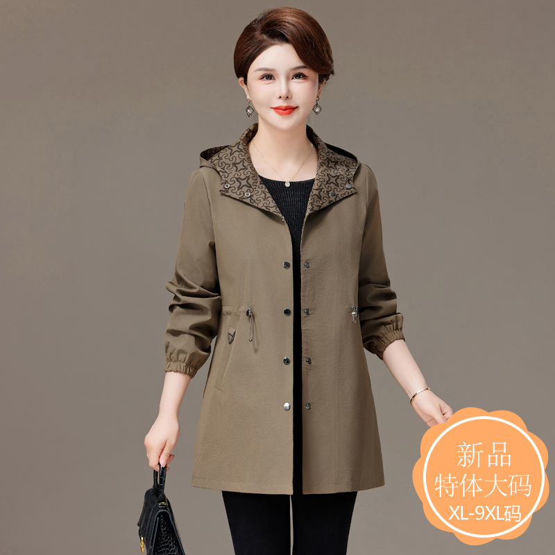 胖妈妈春秋装外套风衣200斤