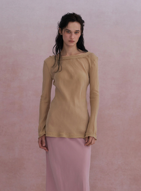 ELIATELIER设计师25SS进口铜氨丝原创双层毛边气质显瘦露背上衣