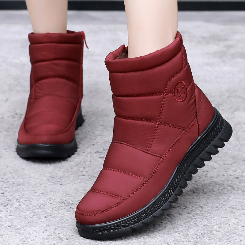 冬平跟中老年短靴加绒防寒加厚棉鞋圆头保暖雪地靴妈妈靴子女软底,女鞋,时尚雪地靴,淘宝优惠券,粉丝福利购,淘宝优惠卷