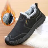 爸爸款 保暖鞋 加厚底男款 老北京布鞋 加绒冬季 男士 休闲一脚蹬男鞋 子