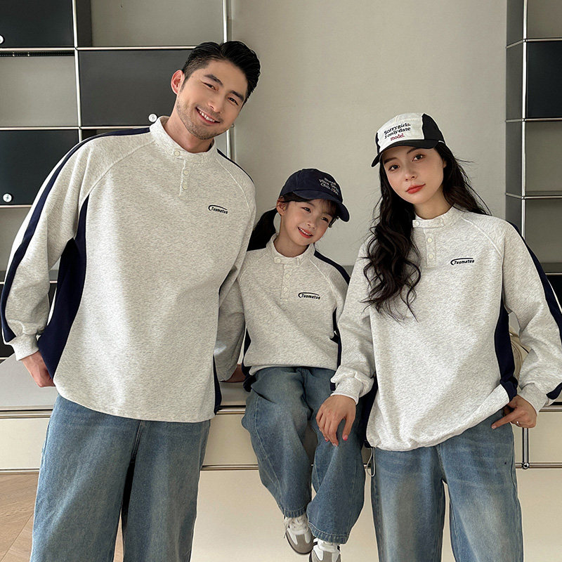 高端亲子装卫衣一家三口秋冬2025新款潮母女洋气幼儿园运动会班服